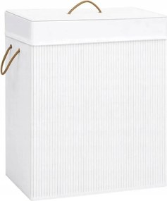 Bambusz Szennyestartó Kosár egy rekesszel, fehér, 83 L