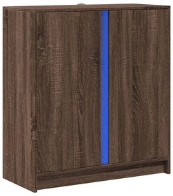 barna tölgy színű szerelt fa tálalószekrény LED-del 77x34x85 cm