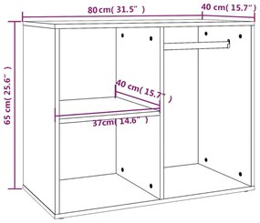 fekete szerelt fa pipereszekrény 80 x 40 x 65 cm