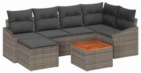 vidaXL Kerti Kanapé Szett párnával 7 pcs Szürke polirattan