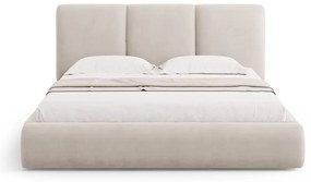 Bézs kárpitozott ágyneműtartós franciaágy ágyráccsal 160x200 cm Brody – Mazzini Beds
