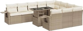 vidaXL 11 részes bézs polyrattan kerti ülőgarnitúra párnákkal