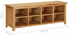 tömör tölgyfa cipőtartó állvány 114 x 37 x 45 cm