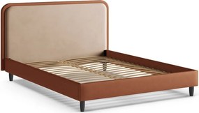 Téglavörös kárpitozott franciaágy ágyráccsal 180x200 cm Aveline – Micadoni