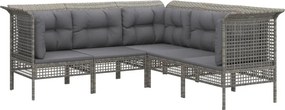 vidaXL 5 részes szürke polyrattan kerti ülőgarnitúra párnákkal