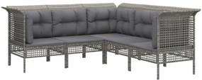 vidaXL 5 részes szürke polyrattan kerti ülőgarnitúra párnákkal