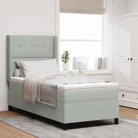 Boxspring Ágy Matrac Ezüstszürke 80x200 cm Bársony