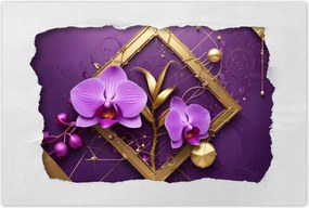 Poszterek 90x60 Lila orchideák és arany