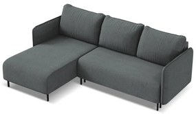 Sötétszürke kinyitható-tárolóhelyes sarokkanapé (bal oldali) Luana – Makamii