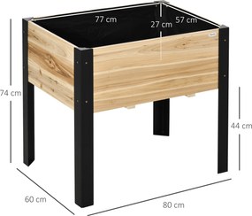 Outsunny Emelt Kertágyás - Virágtartó - Drénező Filc Tartalmazva - Fekete Epoxi Fém és Fenyő Fa | Aosom
