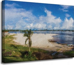 Vászonkép Tengerpart Víz Pálma Nap Tó 40x30 cm