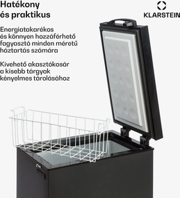 Klarstein Iceblokk 51, fagyasztódoboz, szabadon álló, 51 l, zárható, E energiahatékonysági osztály, fekete