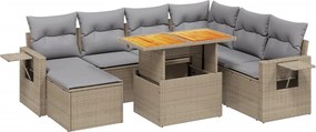 vidaXL 8 részes bézs polyrattan kerti ülőgarnitúra párnával