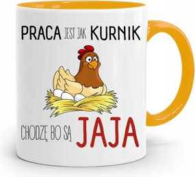 Bögre Sárga Vicces A Munka Olyan, Mint Egy Tyúkház, fényképes nyomtatással