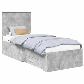 vidaXL Ágykeret fejtámlával Beton szürke és ezüst 70 x 190 cm Faanyag