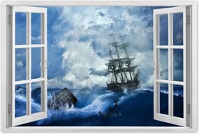 Poszterek 120x80 Vihar Tenger Hajó Tájkép