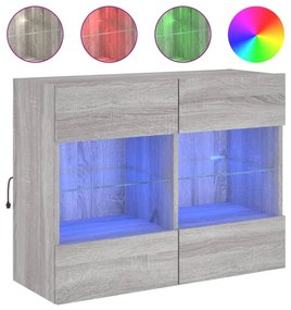 szürke sonoma színű fali TV-szekrény LED-ekkel 78,5x30x60,5 cm