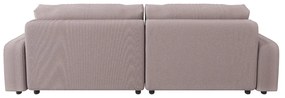 Világos rózsaszín kordbársony kinyitható sarokkanapé (variálható) Sara – Ropez