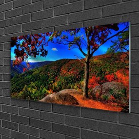 Modern üvegkép Mount Forest Nature 125x50 cm
