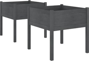 vidaXL 2 db szürke tömör fenyőfa kerti virágtartó 70 x 70 x 70 cm