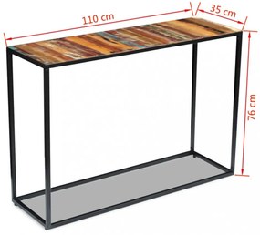 tömör újrahasznosított fa konzolasztal 110 x 35 x 76 cm
