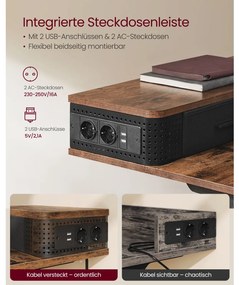 Íróasztal, elektromosan állítható magasság, rusztikus barna 60 x 120 x (72-120) cm