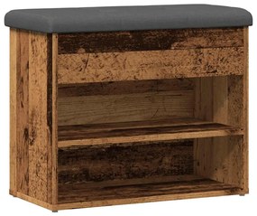 antik fa szerelt fa cipőtároló pad 62x32x50 cm
