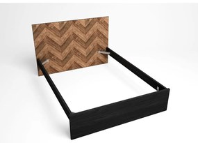 Fekete-natúr színű franciaágy 160x200 cm Gio – Marckeric