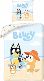 Ágynemű garnitúra Bluey 140x200 cm Gyerek Ágyneműhuzat kék Kutyák a strandon