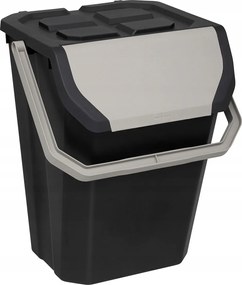 Műanyag szemetes kuka szelektáláshoz, 37 literes, konyhai, zárható fedéllel, szürke