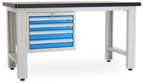 Műhelyasztal Solid MDF-40, 150 cm, függő doboz, fekete