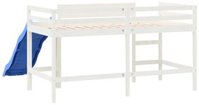 fehér tömör fenyőfa gyerek galériaágy létrával 90x200 cm