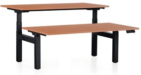 Állítható magasságú asztal OfficeTech Dual, 160 x 80 cm, fekete alap, cseresznye