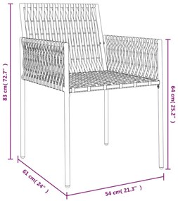 2 db barna polyrattan kerti szék párnával 54 x 61 x 83 cm