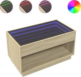 vidaXL sonoma tölgy végtelen hatású LED-es dohányzóasztal 90x50x50 cm