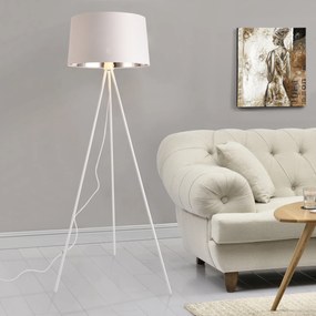 [lux.pro] Állólámpa Manchester 3-lábú lámpa padlólámpa E27 fém-textil fehér-ezüst 150 cm