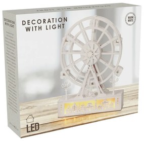 Karácsonyi világító forgókerék Városka, 26,5 x 5,5x 20 cm, 4x LED, fa