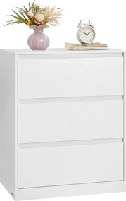 KAILYN kollekció - Modern komód, hófehér fiókos szekrény 3 fiókkal, 40 x 60 x 75 cm