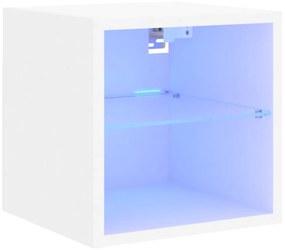 fehér falra szerelhető TV-szekrény LED-lámpákkal 30x28,5x30 cm