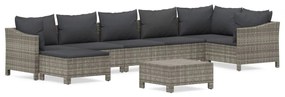 vidaXL 8 részes szürke polyrattan kerti ülőgarnitúra párnákkal
