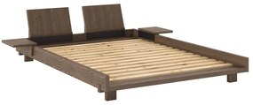 Barna borovi fenyő franciaágy ágyráccsal 140x200 cm Social – Karup Design