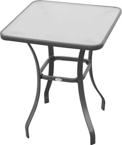 Outsunny Kerti Asztal Bistro Asztal Üveglap Temperált Üveg+Fém Fekete L68.5xW68.5xH84cm | Aosom