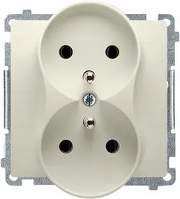 Dupla földelt aljzat Kontakt tűvel Simon Basic krém/BÉZS