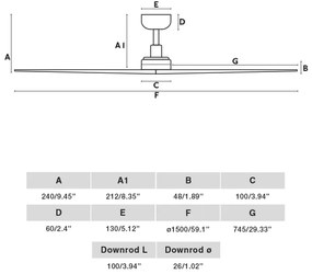 FARO 34282 -Mennyezeti ventilátor KLIM L fenyő/fekete átm. 150 cm+ távirányítás