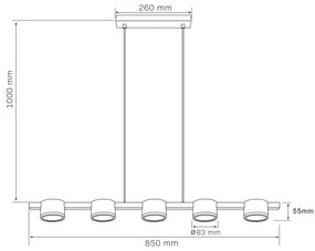 Polux MIRELLA 328076 Lepel lámpa 5x6W/GX53 4000K 660lm IP20