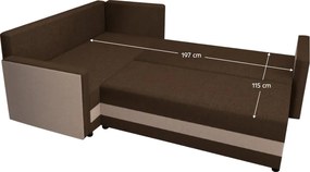 Univerzális ülőgarnitúra, bézs/barna, DINA L ROH