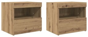 Éjjeli szekrény LED világítással 2 db Kézműves tölgy 50x40x45 cm