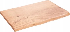 Polc, világosbarna, 60x40x2 cm, lakkozott tömör tölgyfa