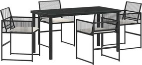vidaXL Kert étkező szett 5 pcs Fekete Porszórt acél
