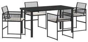 vidaXL Kert étkező szett 5 pcs Fekete Porszórt acél
